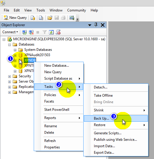 How to back up xPortalNet database? | MicroEngine - Knowledge Base